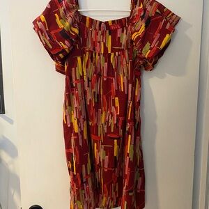 Elle Red and Yellow Abstract Mini Dress
